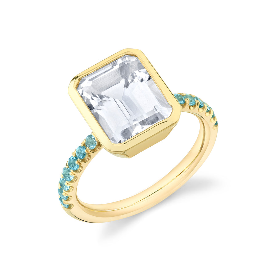 Pave Shirley Bezel Set Emerald Cut Ring