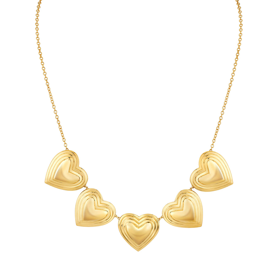 5 Point Grooved Heart Necklace