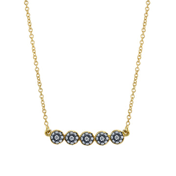 5 Point Pave Ball Necklace - Diamond