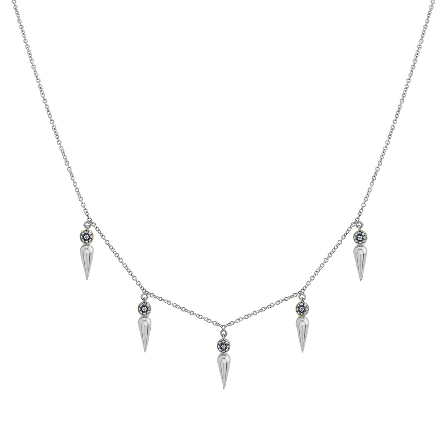 5 Point Pave Center Spear Collar Necklace