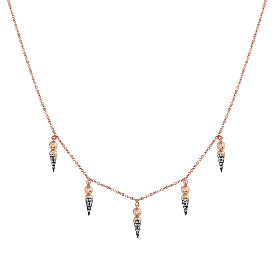 5 Point Pave Spear Tip Collar Necklace - Diamond