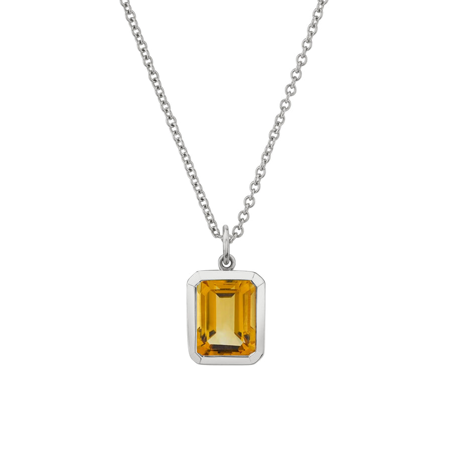 Bezel Set Emerald Cut Gemstone Necklace