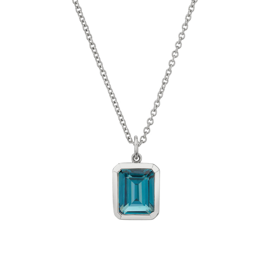 Bezel Set Emerald Cut Gemstone Necklace