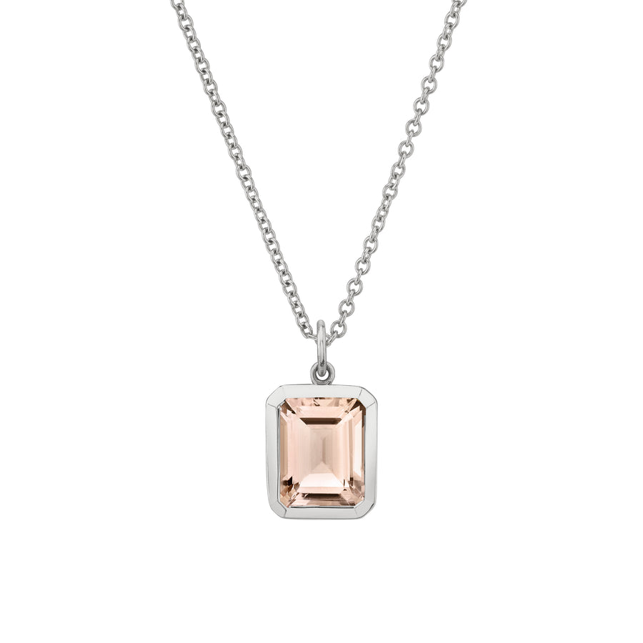 Bezel Set Emerald Cut Gemstone Necklace