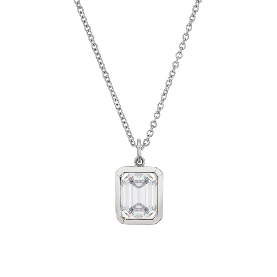 Bezel Set Emerald Cut Gemstone Necklace