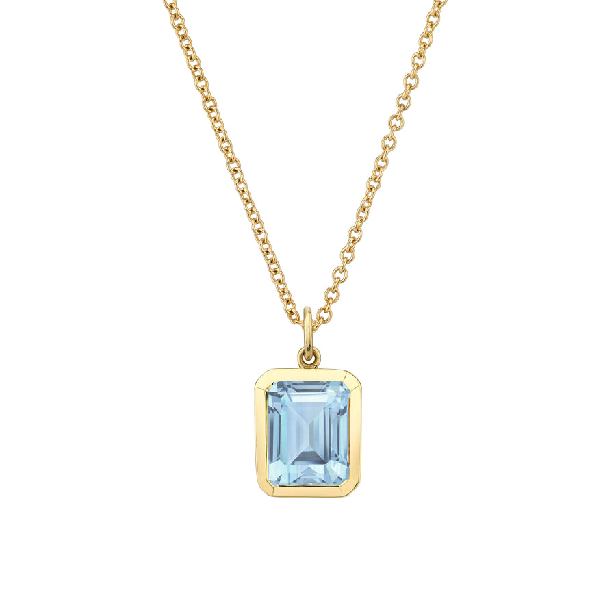 Bezel Set Emerald Cut Gemstone Necklace