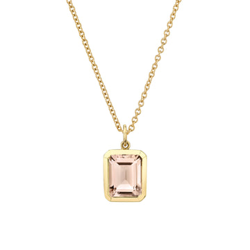 Bezel Set Emerald Cut Gemstone Necklace