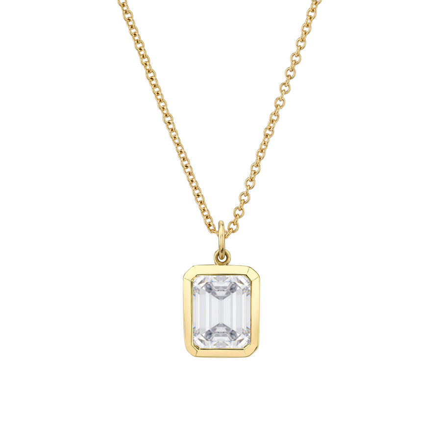 Bezel Set Emerald Cut Gemstone Necklace