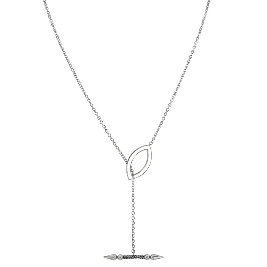 Convertible Pave Spear Lariat with Enamel Marquise Toggle Closure