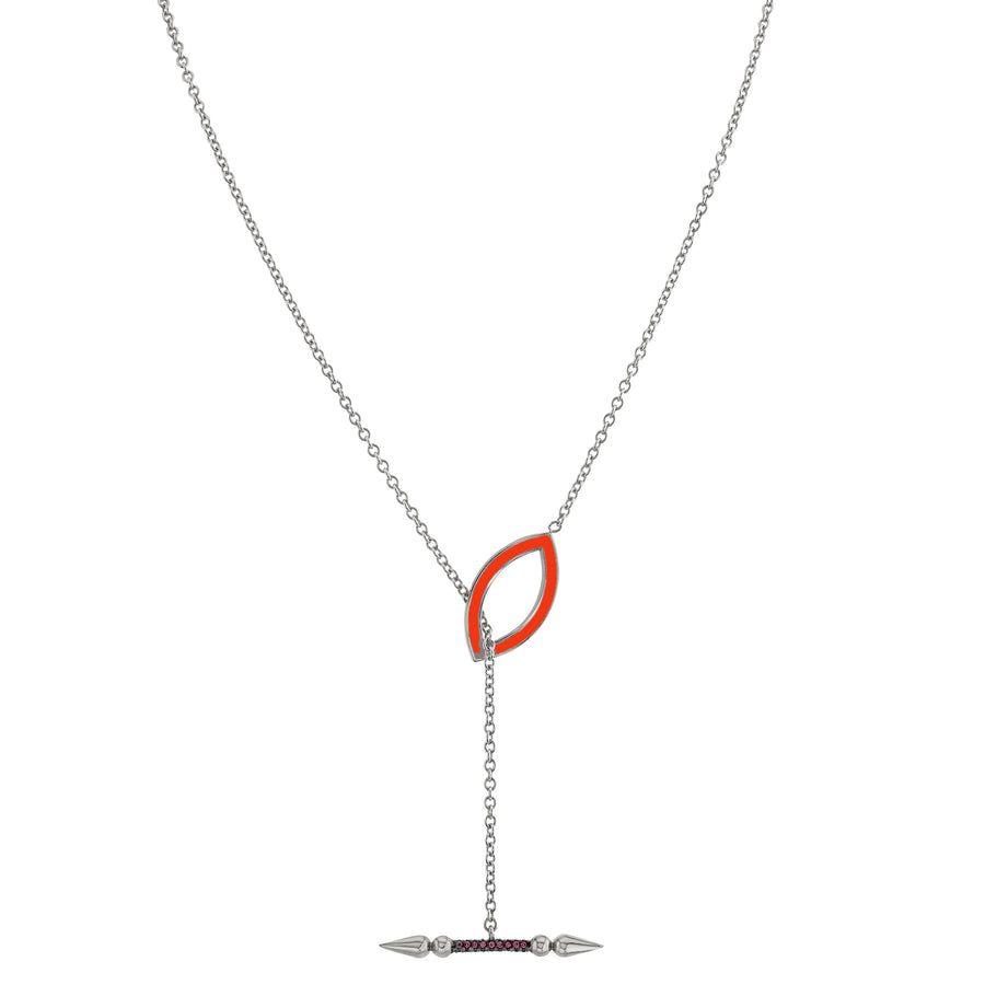 Convertible Pave Spear Lariat with Enamel Marquise Toggle Closure