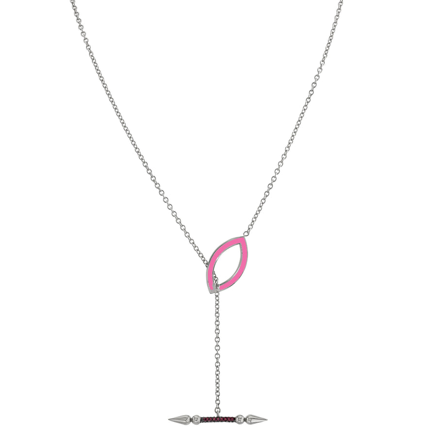 Convertible Pave Spear Lariat with Enamel Marquise Toggle Closure