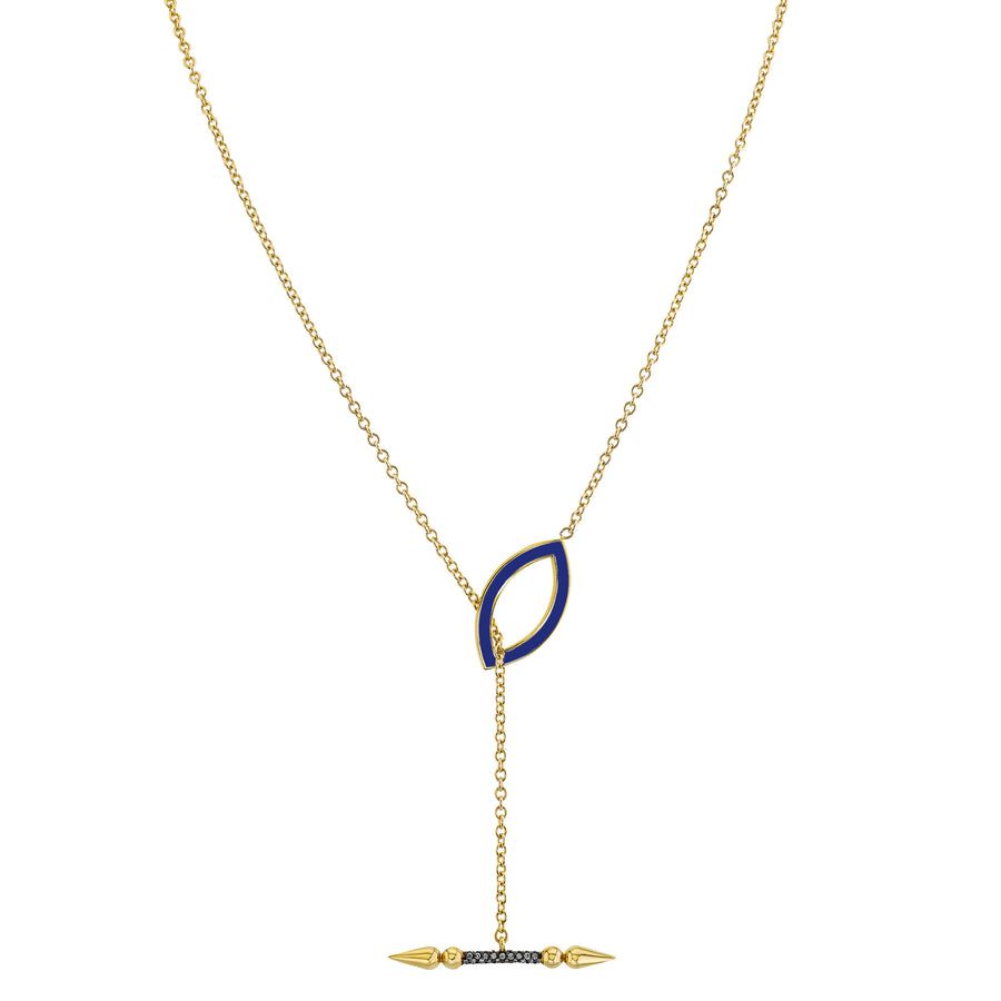 Convertible Pave Spear Lariat with Enamel Marquise Toggle Closure