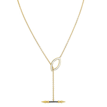 Convertible Pave Spear Lariat with Enamel Marquise Toggle Closure