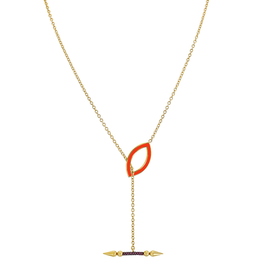 Convertible Pave Spear Lariat with Enamel Marquise Toggle Closure