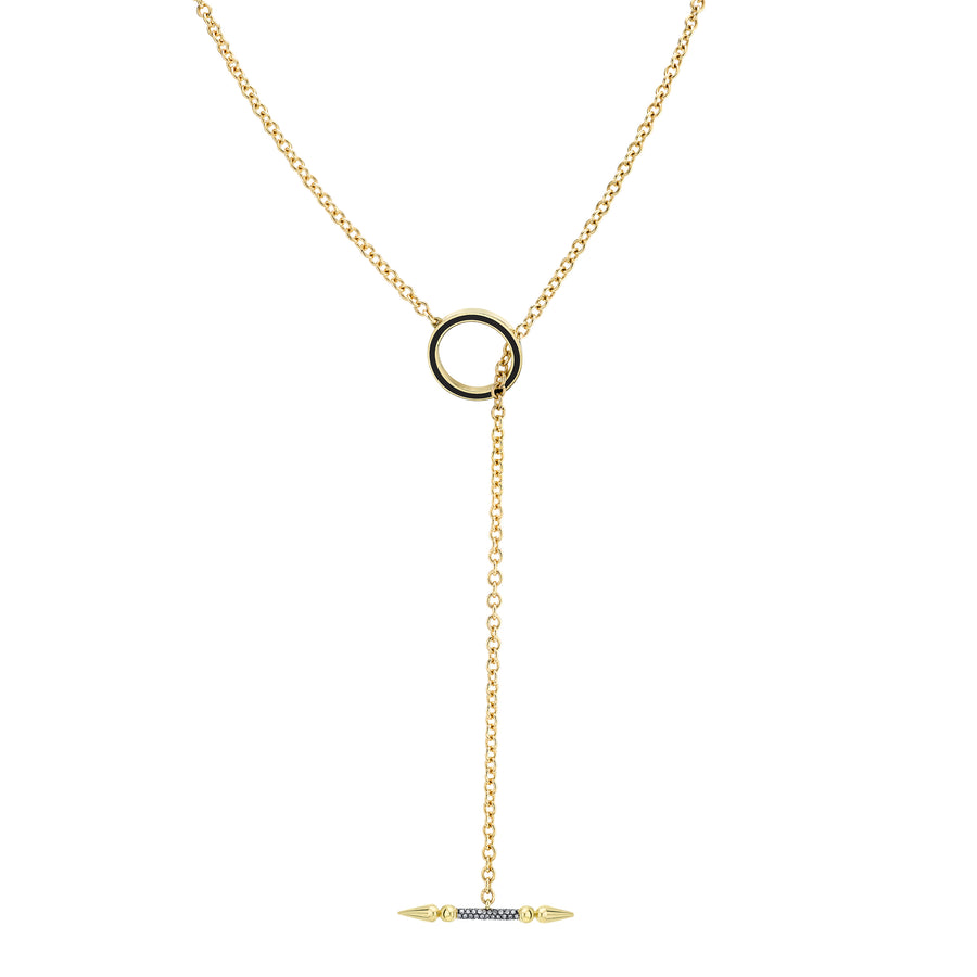 Convertible Pave Spear Lariat with Round Enamel Toggle Closure