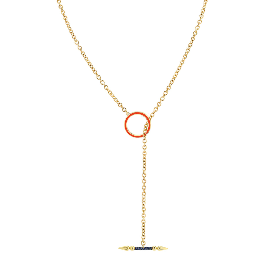 Convertible Pave Spear Lariat with Round Enamel Toggle Closure