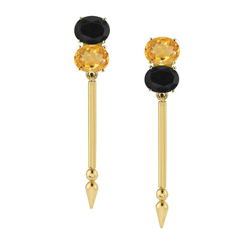 Double Gemstone Shirley Spear Earrings - Citrine/Spinel