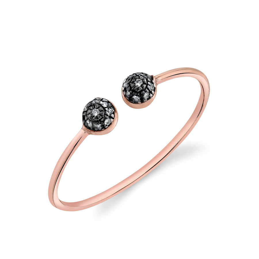 Double Pave Ball Open Top Stacking Ring - Diamond