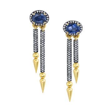 Blue Sapphire & Double Pave Shirley Spear Earrings