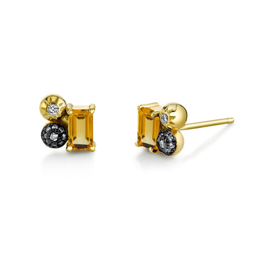 Emerald Cut Gemstone Mash Up Studs