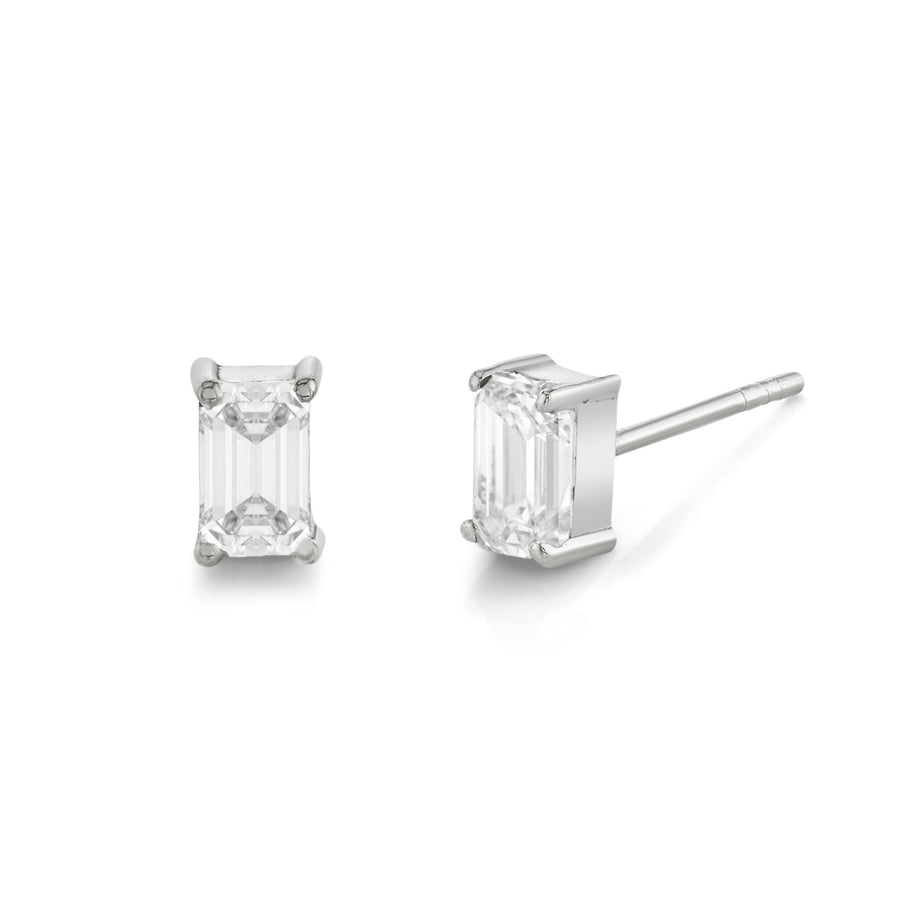 Emerald Cut Gemstone Studs