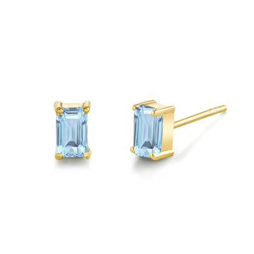 Emerald Cut Gemstone Studs