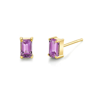 Single Emerald Cut Gemstone Stud