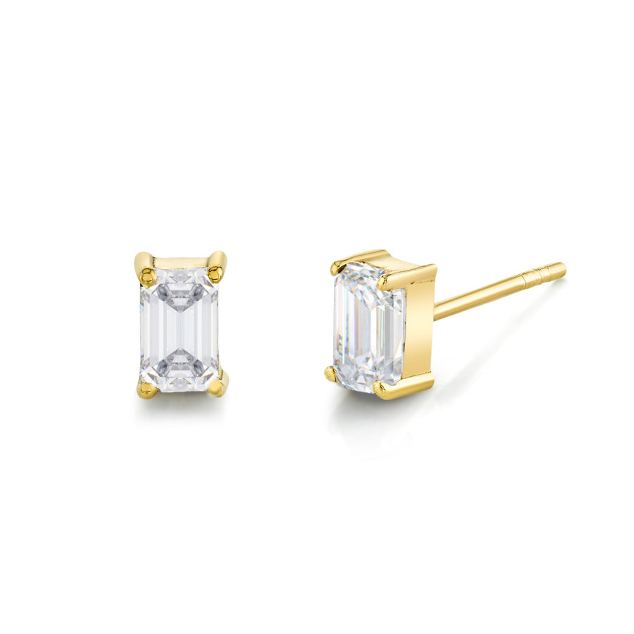 Emerald Cut Gemstone Studs