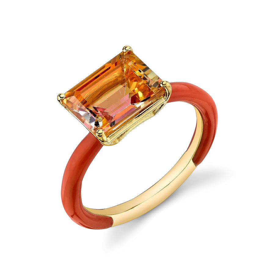 Enamel Shirley Prong Set Emerald Cut Ring