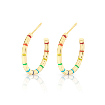 Enamel Striped Hoops - Rainbow