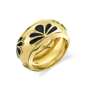 Floral Enamel Gold Band
