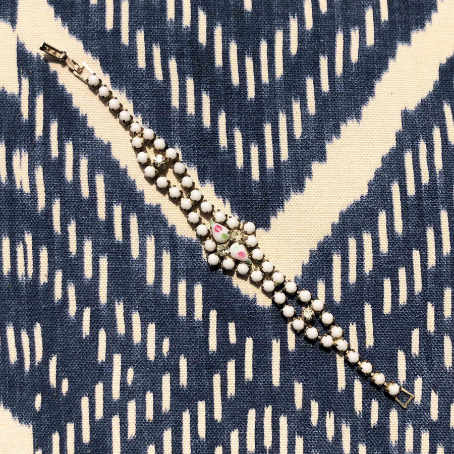 Floral Rhinestone Bracelet