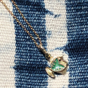Green Enamel Fish Necklace
