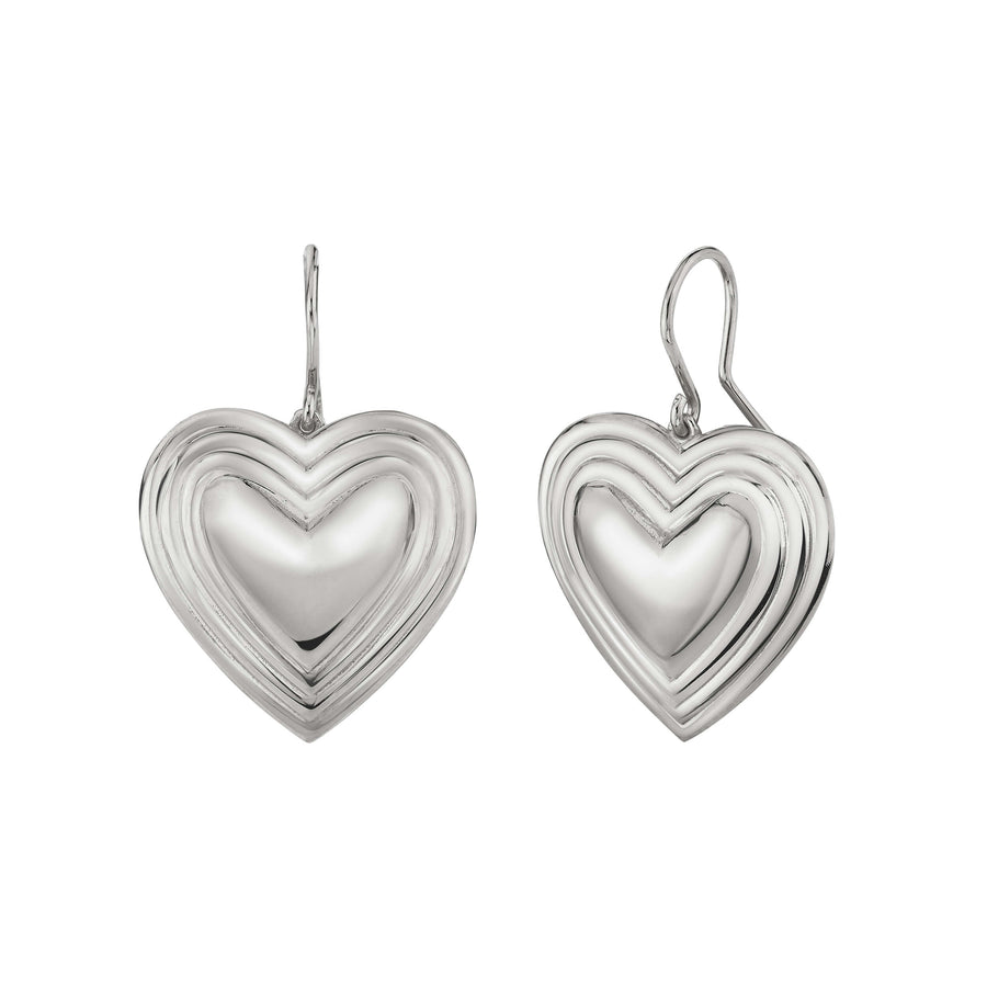 Large Grooved Heart Earrings