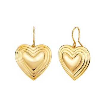 Large Grooved Heart Earrings