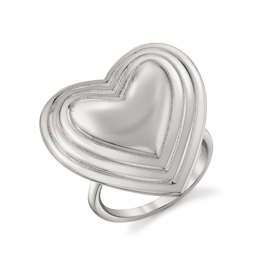 Large Grooved Heart Ring