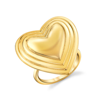 Large Grooved Heart Ring