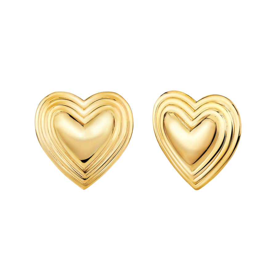 Large Grooved Heart Studs