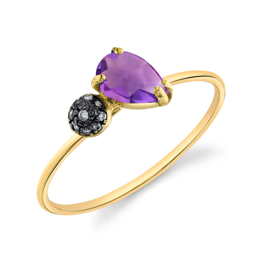 Mini Pear and Pave Ball Stacking Ring