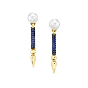 Mini Pearl Earrings with Pave Spear