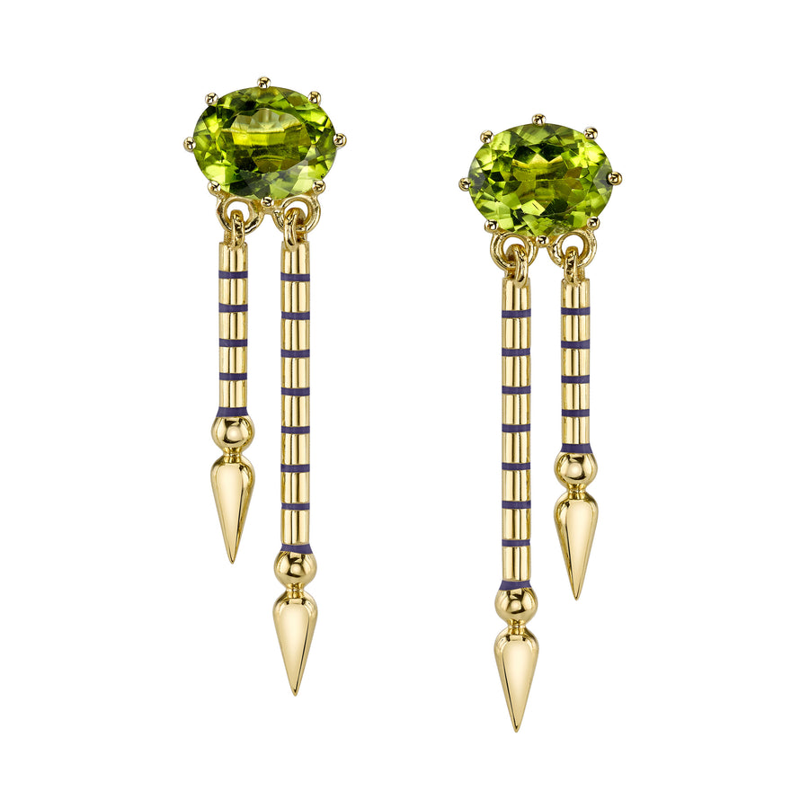 One Of A Kind Double Shirley Spear Earrings - Peridot