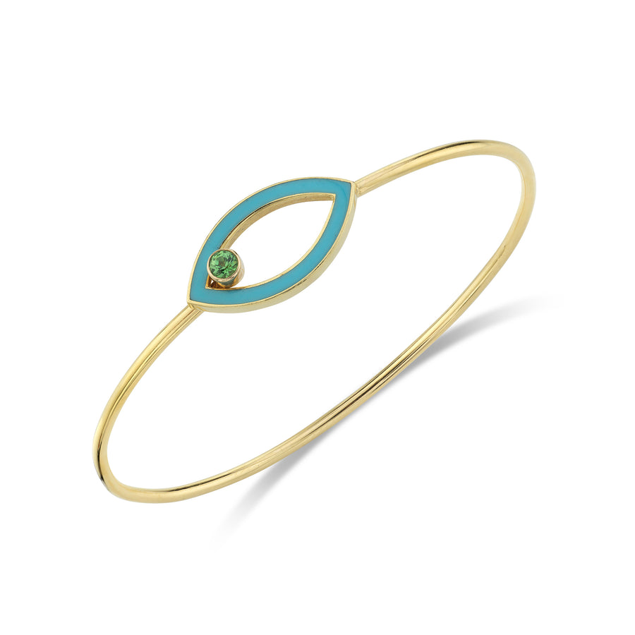 Open Enamel Marquise Bangle With Bezel Stone Closure