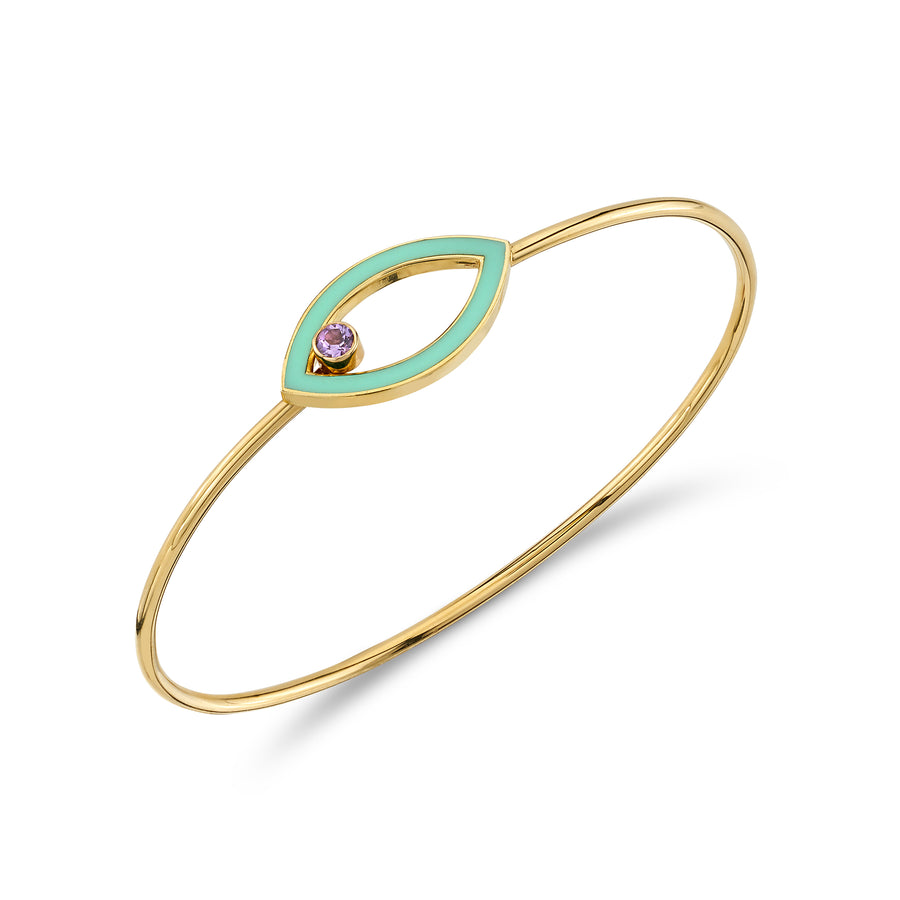 Open Enamel Marquise Bangle With Bezel Stone Closure