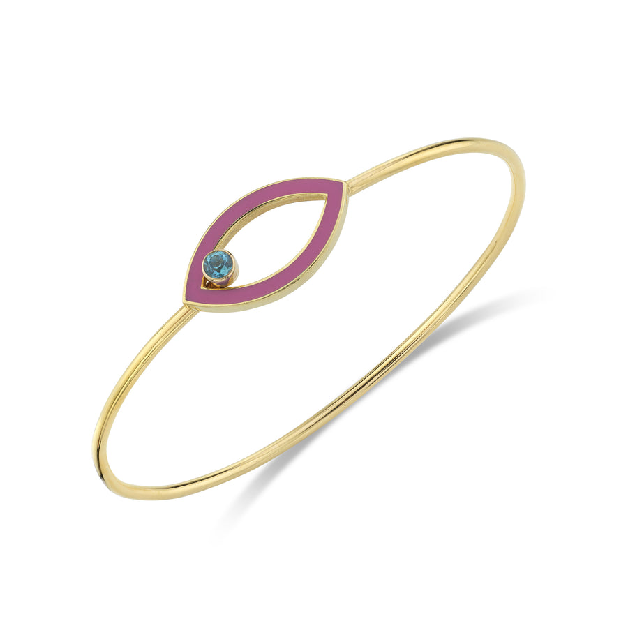 Open Enamel Marquise Bangle With Bezel Stone Closure