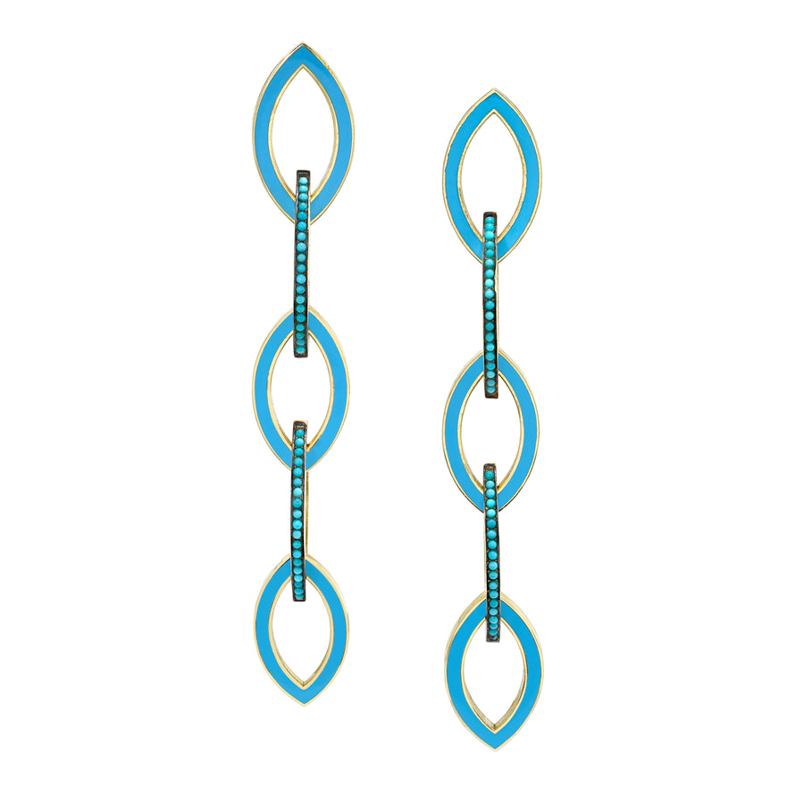 Pave & Enamel Linking Marquise Earrings