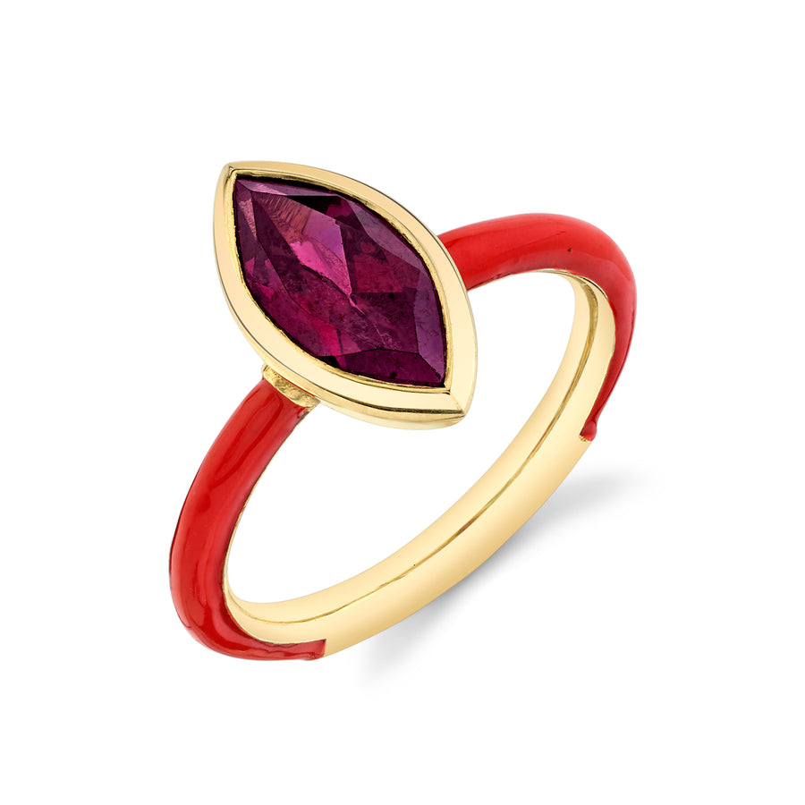 Marquise Cut Gemstone Enamel Ring