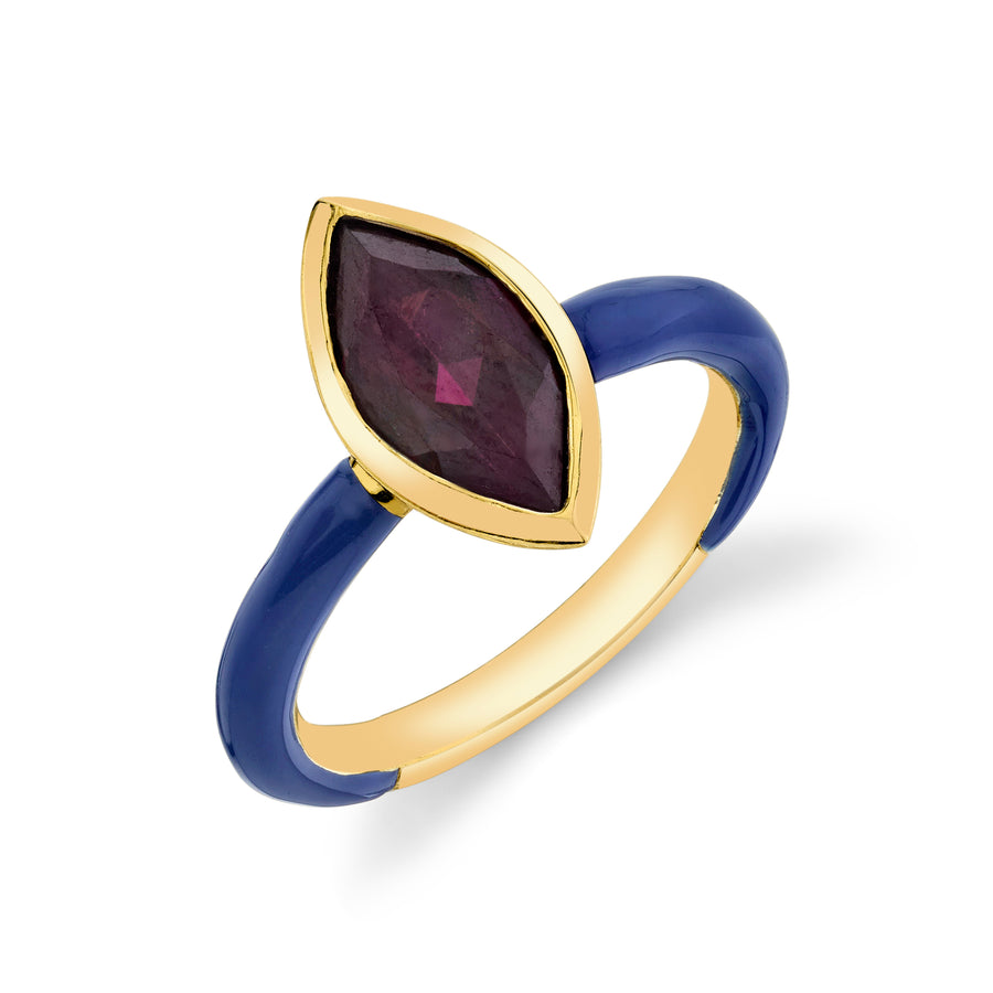 Marquise Cut Gemstone Enamel Ring