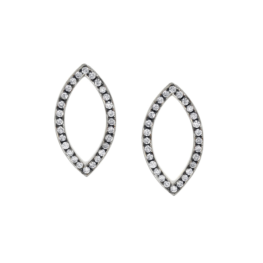 Pave Open Marquise Studs - Diamond