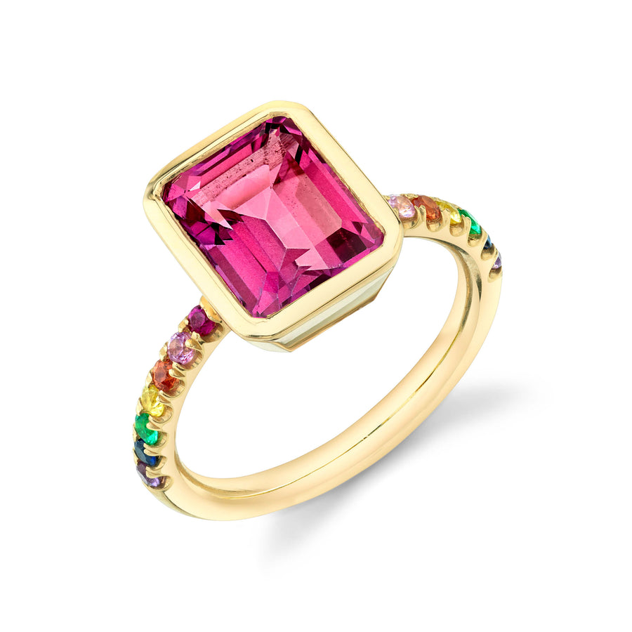 Pave Shirley Bezel Set Emerald Cut Ring