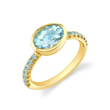 Pave Shirley Bezel Set Oval Cut Ring